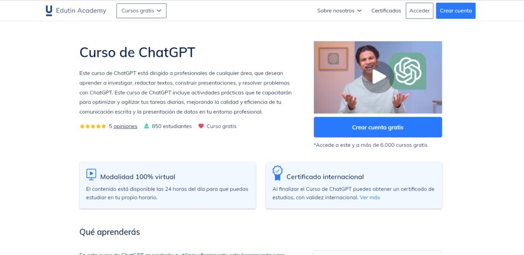 No necesitas conocimientos previos para realizar el Curso de ChatGPT